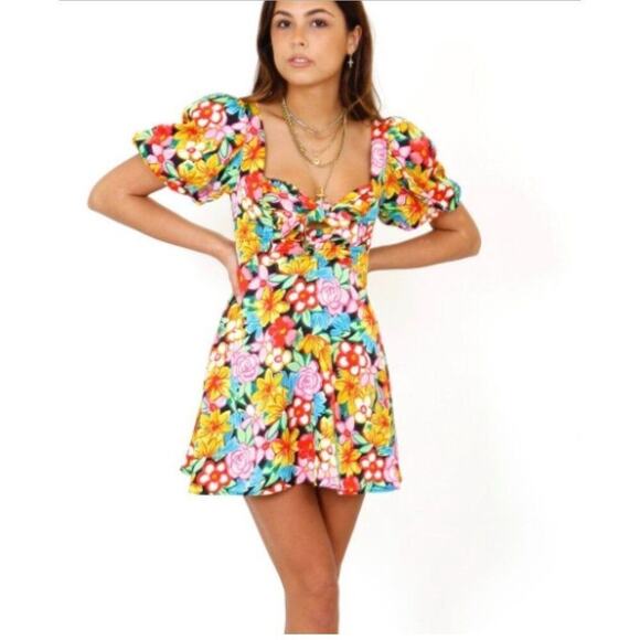 For Love & Lemons Puff Sleeve Mini Dress - Picture 2 of 12